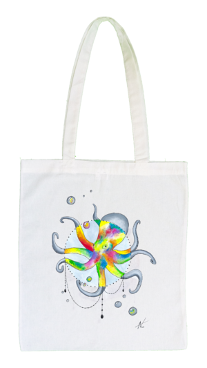 Stofftasche weiss Tintenfisch