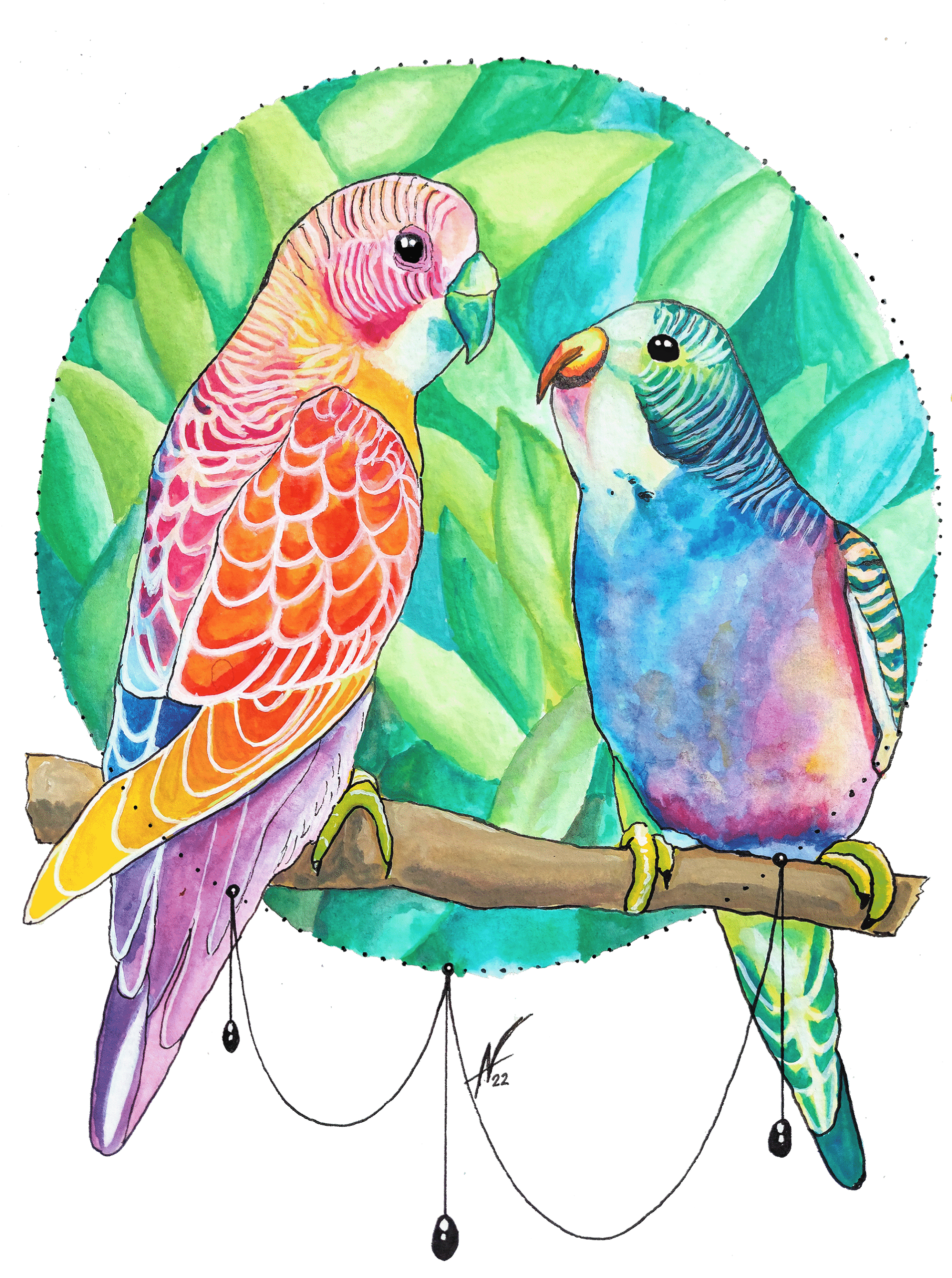 Bügelbild Wellensittich